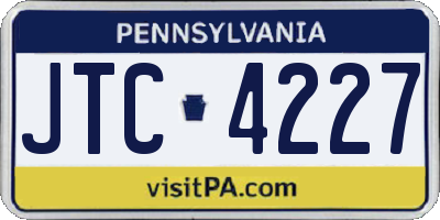 PA license plate JTC4227