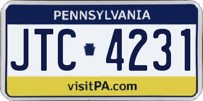 PA license plate JTC4231