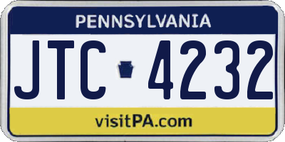 PA license plate JTC4232