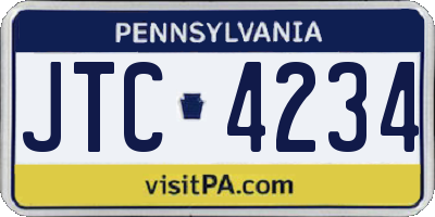 PA license plate JTC4234