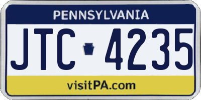 PA license plate JTC4235