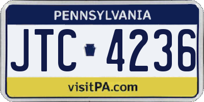 PA license plate JTC4236