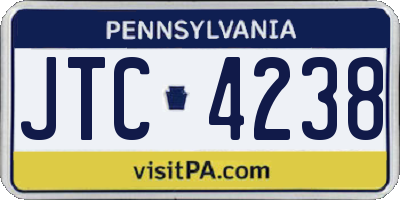 PA license plate JTC4238