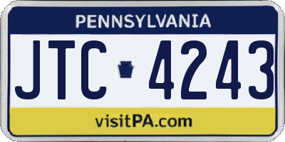 PA license plate JTC4243
