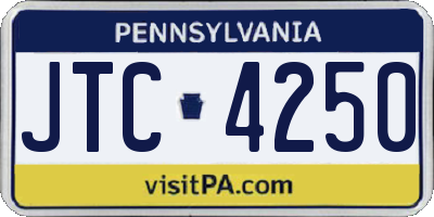 PA license plate JTC4250