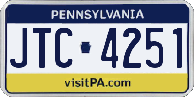 PA license plate JTC4251