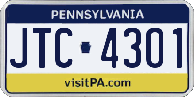 PA license plate JTC4301