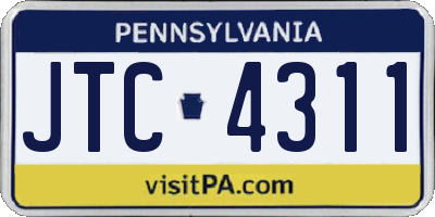 PA license plate JTC4311