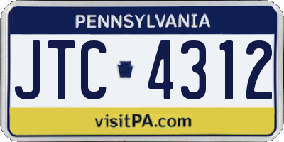 PA license plate JTC4312
