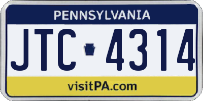 PA license plate JTC4314