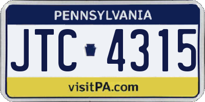 PA license plate JTC4315