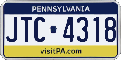 PA license plate JTC4318