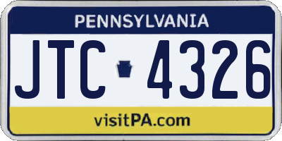 PA license plate JTC4326