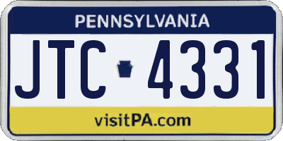 PA license plate JTC4331