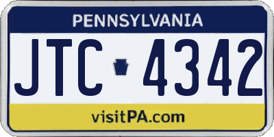 PA license plate JTC4342