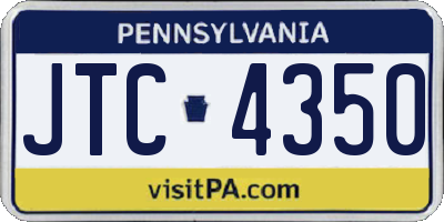 PA license plate JTC4350
