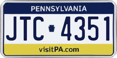 PA license plate JTC4351