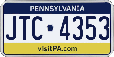 PA license plate JTC4353