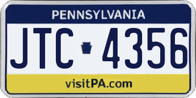 PA license plate JTC4356