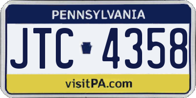 PA license plate JTC4358