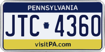 PA license plate JTC4360