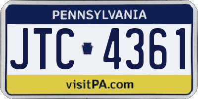 PA license plate JTC4361