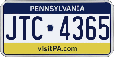 PA license plate JTC4365