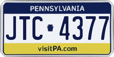 PA license plate JTC4377