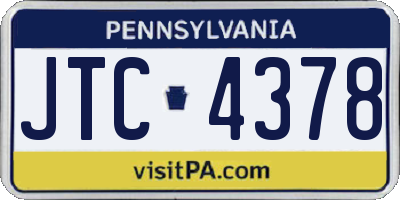 PA license plate JTC4378