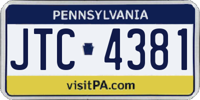 PA license plate JTC4381