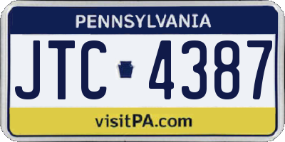 PA license plate JTC4387