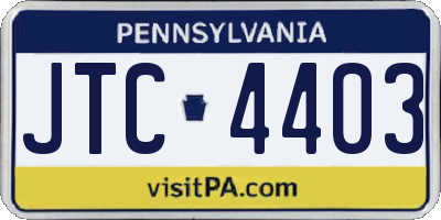 PA license plate JTC4403