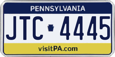 PA license plate JTC4445