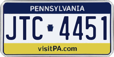 PA license plate JTC4451