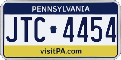 PA license plate JTC4454