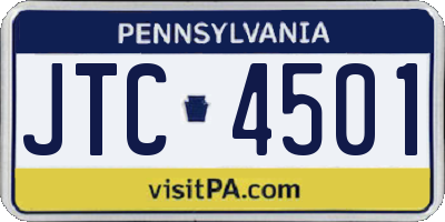 PA license plate JTC4501
