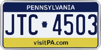 PA license plate JTC4503
