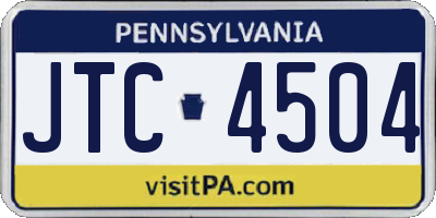 PA license plate JTC4504
