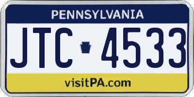 PA license plate JTC4533