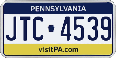 PA license plate JTC4539