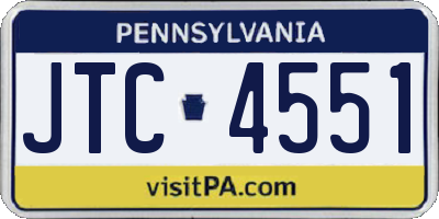 PA license plate JTC4551