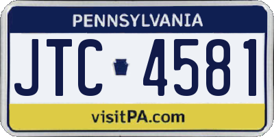 PA license plate JTC4581