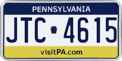 PA license plate JTC4615