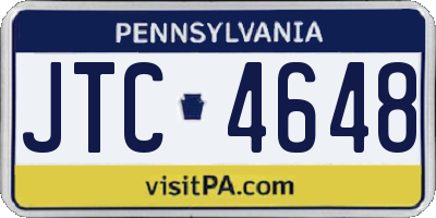 PA license plate JTC4648