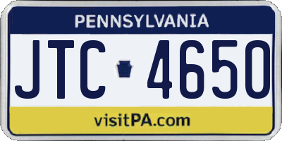 PA license plate JTC4650