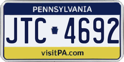 PA license plate JTC4692