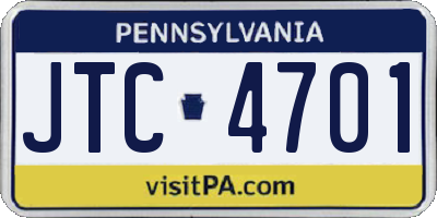 PA license plate JTC4701