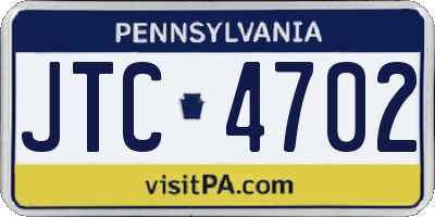 PA license plate JTC4702