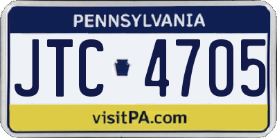 PA license plate JTC4705