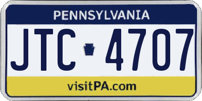 PA license plate JTC4707
